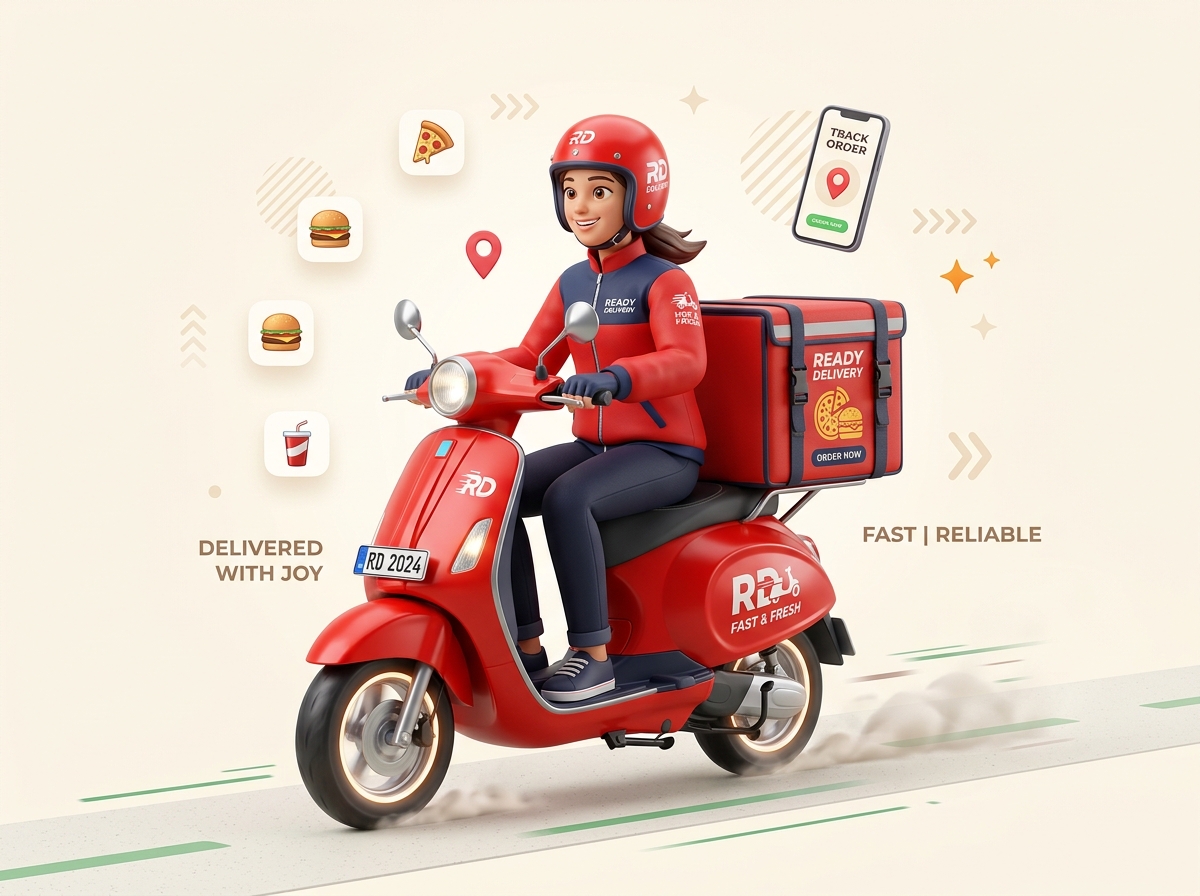 Fast Food Delivery Scooter Courier
